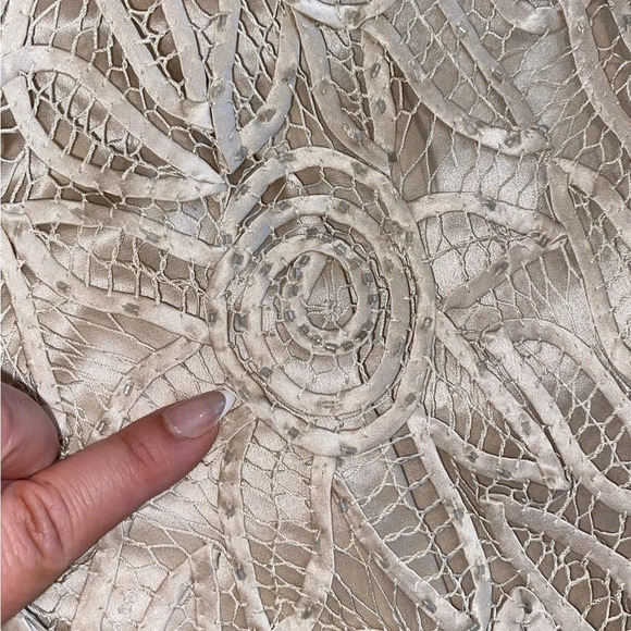 soulmates champagne Hand crafted silk ribbon beaded 3 Piece Evening Gown MOB MOG - Picture 15 of 16